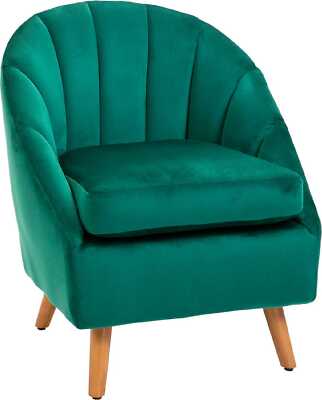 DecHome Poltroncina Con Rivestimento In Velluto Verde e Gambe In