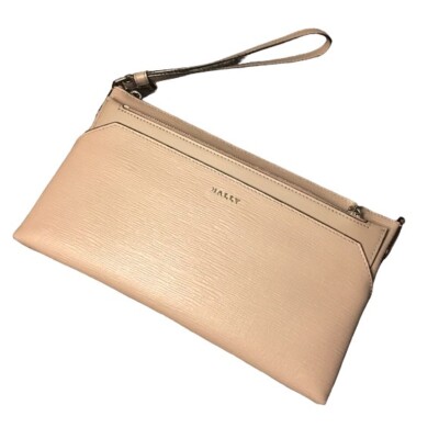 Bally Leddon 6219398 Ladies Nude Wrislet Clutch Calf Embossed MSRP $625