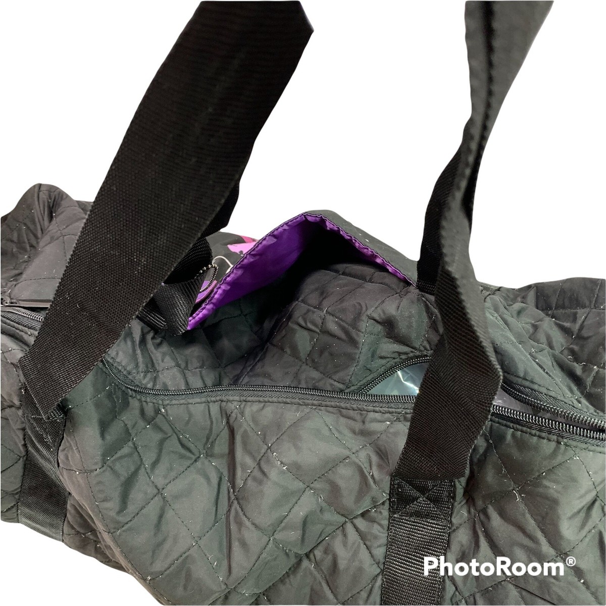 Vera Wang Princess Gym Dance Duffle Bag Quilted Printed Black