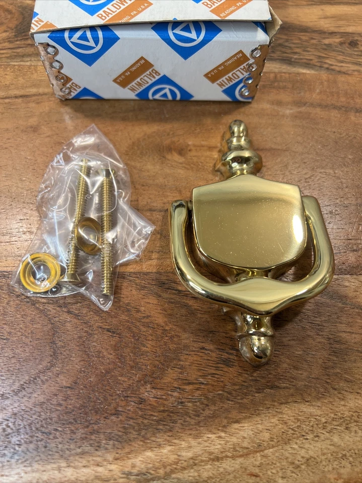 "Llama de puerta vintage Baldwin de latón macizo pulido 4"" NO.0138" Foto 2 de 4