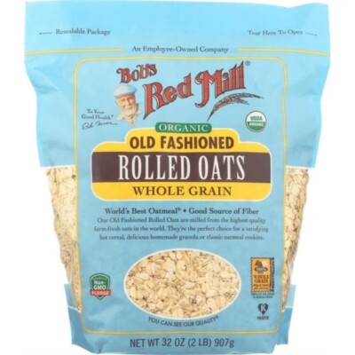 New Bob's Red Mill Old Fashioned Organic Rolled Oats 32 oz Pkg