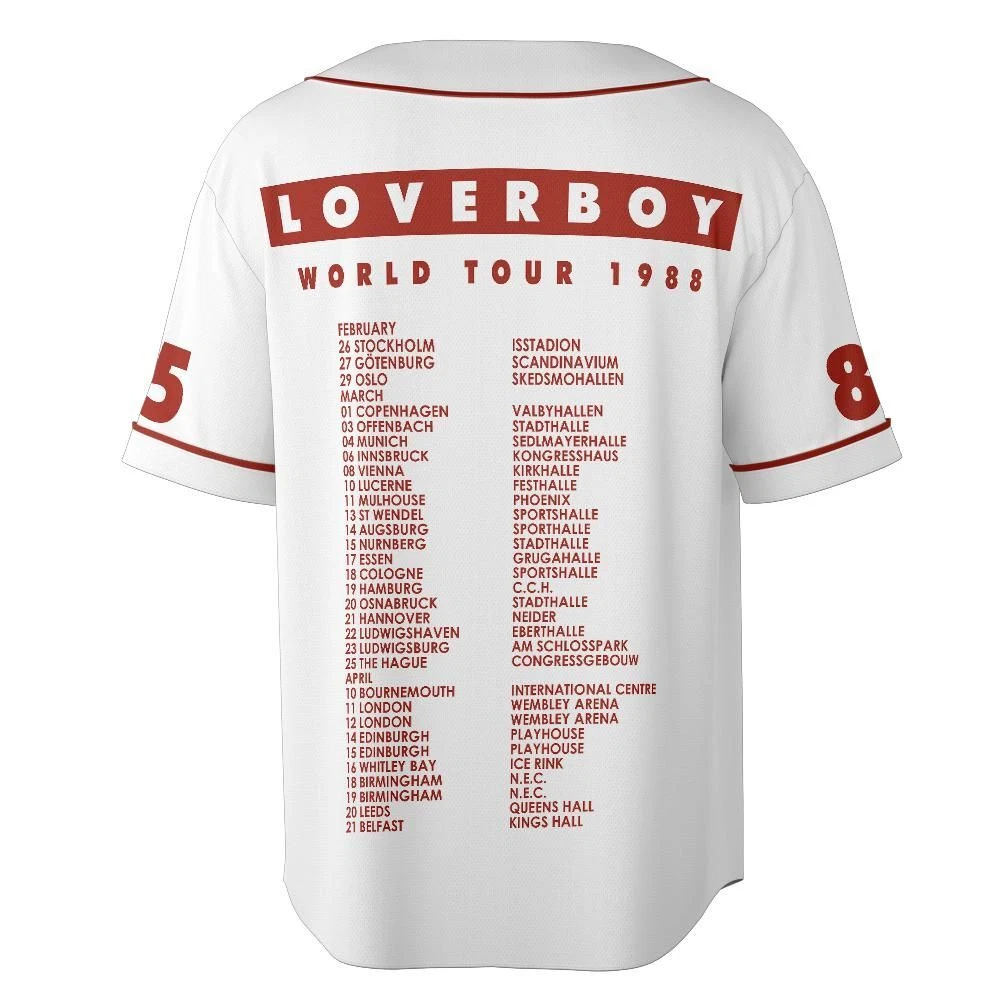 The WILD SIDE LOVERBOY World Tour 1988 Baseball Jersey