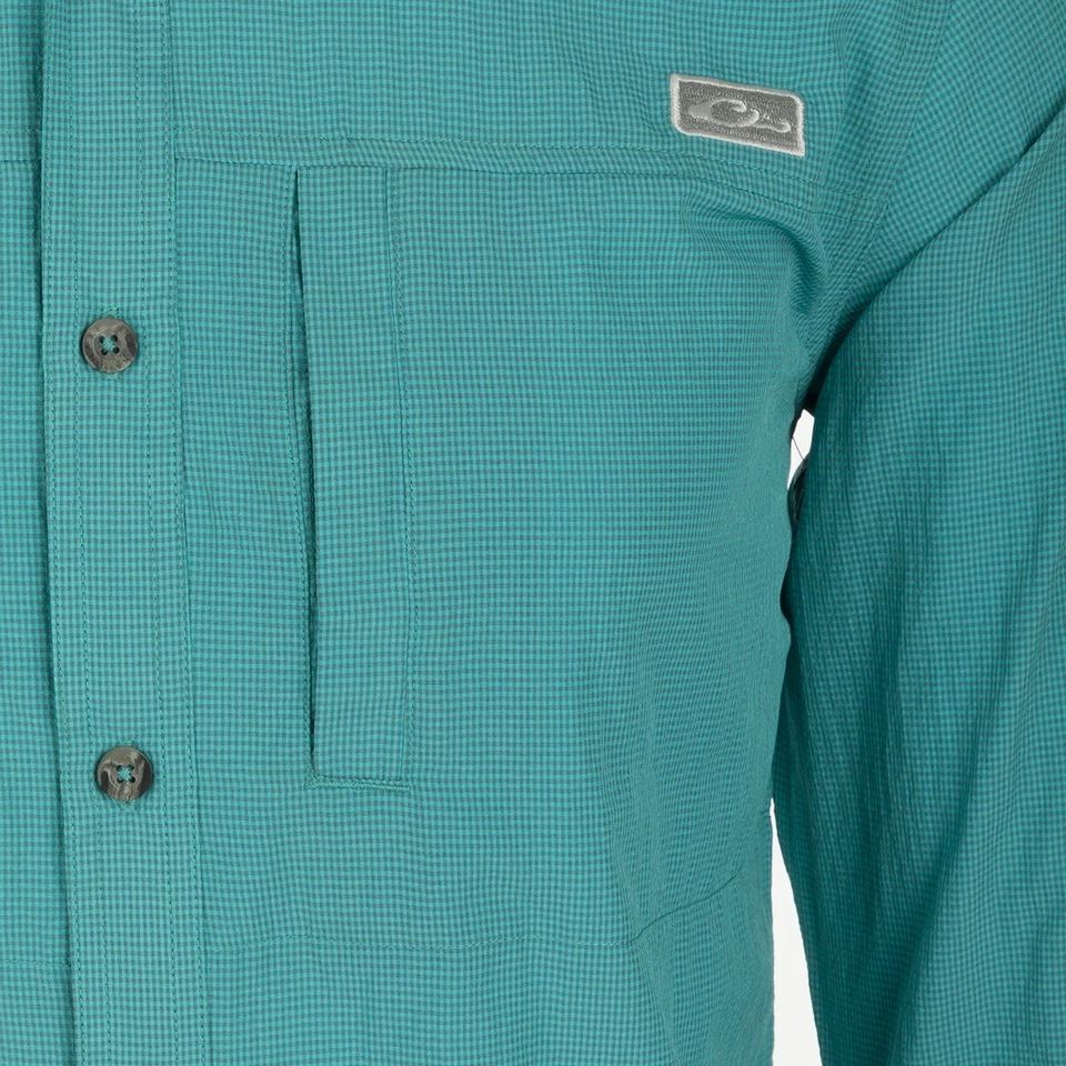 Drake Waterfowl Men's Classic Seersucker Minicheck Long Sleeve Shirt - Image 4 of 4