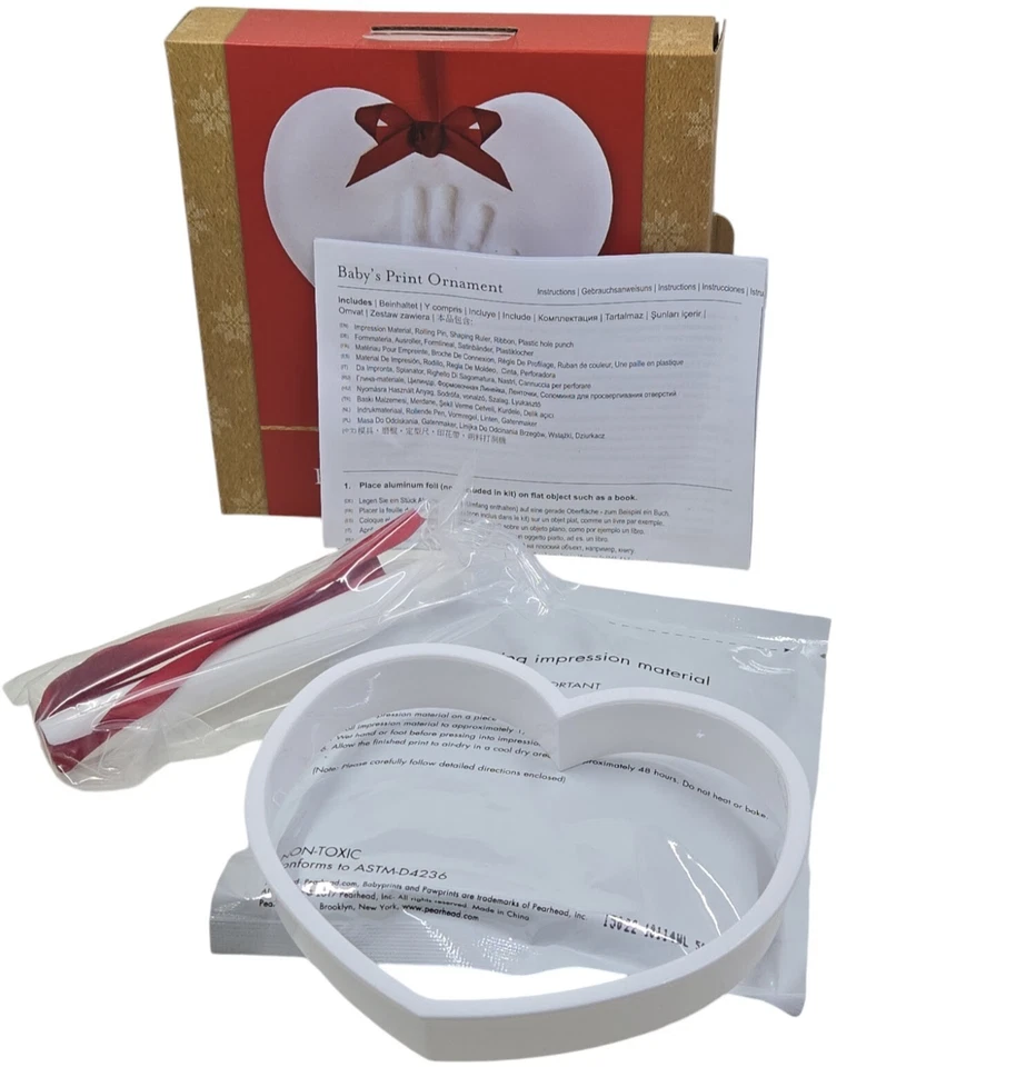 Kate & Milo Hágalo Usted Mismo Bebé Huella de Mano/Adorno Huella ~ Sin Hornear ~ Forma de Corazón Foto 3 de 3