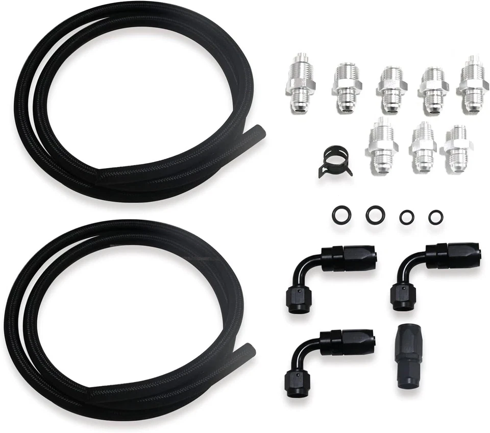 Universal Power Steering Pump Hose Kit Replace for GM LS Swap Pressure Return  - Image 2 of 4