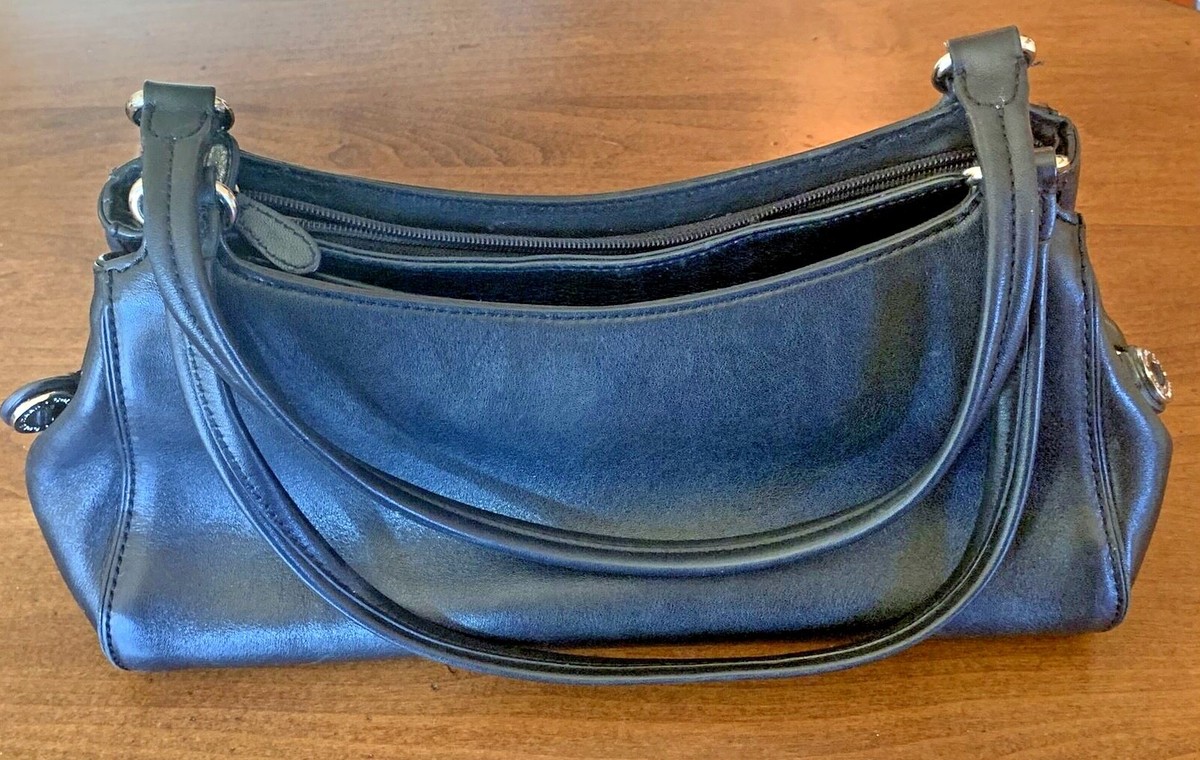 Cole Haan Vintage Black Leather Satchel Bag Purse, Double Cole Haan Vintage Black Leather Satchel Bag Purse, Double