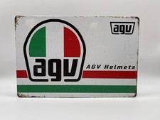 Blechschild AGV 20x30cm Nostalgie Retro Reklame Vintage Motorrad Helm Geschenk