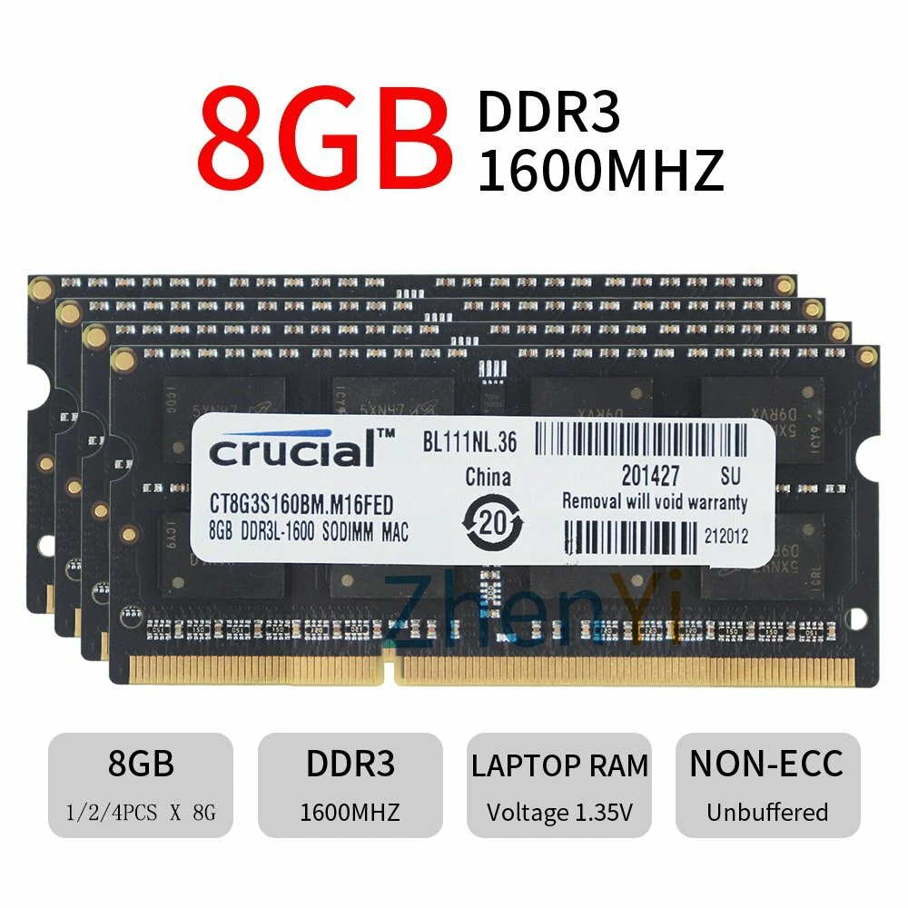 32GB 16GB 8GB DDR3L 1600MHz PC3L 12800S Laptop Memory SDRAM