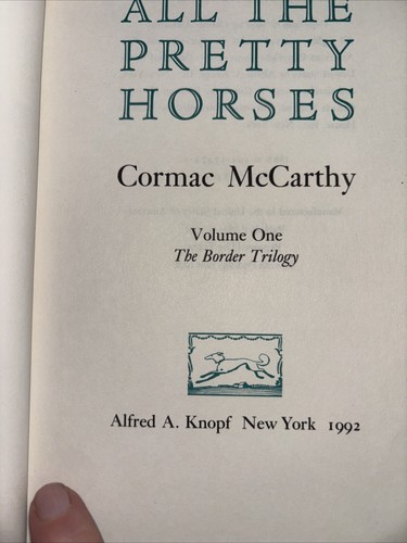 All The Pretty Horses by Cormac McCarthy Hb 7th Printing June 1992 US Knopf - Picture 7 of 9