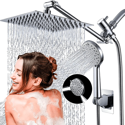 #ad Shower Head Combo High Pressure Rain Shower Head with Handheld Spray Set Chrome $28.98