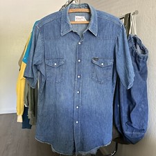 Vintage 1970s Wrangler Denim Pearl Snap Shirt Size L