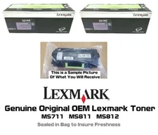 2 Partially New Genuine Lexmark 521XE Toner MS711 MS811 SEALED BAG 45% 52D1X0E