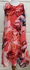 Calvin Klein size 6 coral red floral floral sleeveless A-line dress