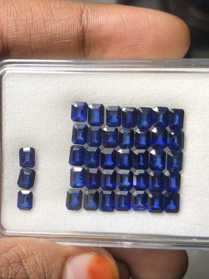 100% Natural Emerald Cut Blue Sapphire
