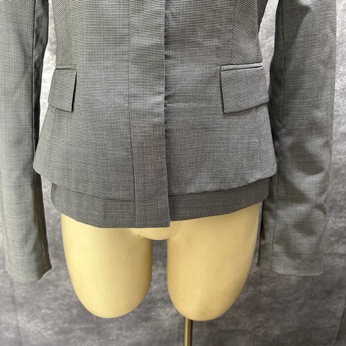 Hugo Boss Jasyma Blazer Jacket Womens 2 Black White Houndstooth 100% Wool Career - Picture 3 of 13