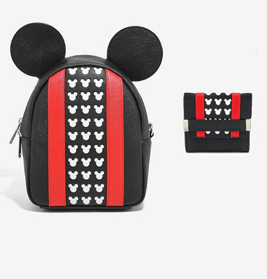 loungefly x mickey blk red trifold wallet