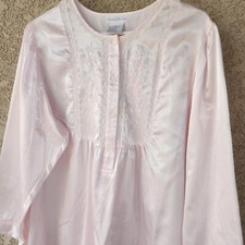 Vintage Miss Elaine Pink Soft Nightgown Lace Embroidered Size Large