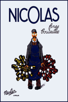 NICOLAS FINE BOTTLES FRENCH RED WHITE WINE SELLER FRANCE VINTAGE POSTER REPRO