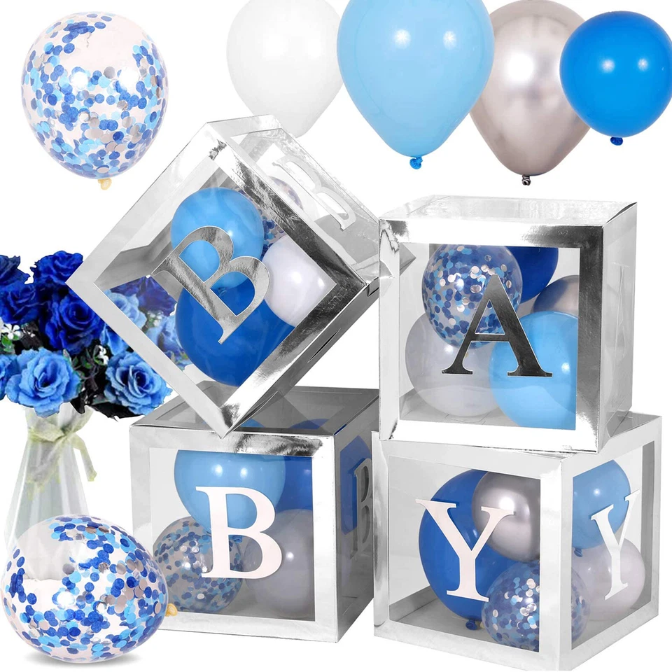 4Pcs/Set LOVE BABY Balloon Box Cube Clear Boxes Baby Shower Party Decoration AU - image 4 of 4