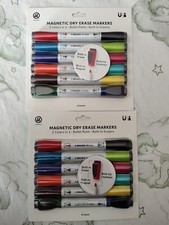 12 Dry Erase Whiteboard Markers. Low Odor Magnetic Double Ended With Erasers