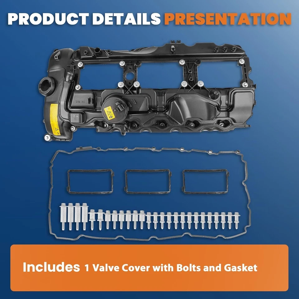 Cubierta de válvula con junta y tapa para BMW N55 135i 335i 535i 640i 740i X3 X5 X6 3,0 L Foto 2 de 4