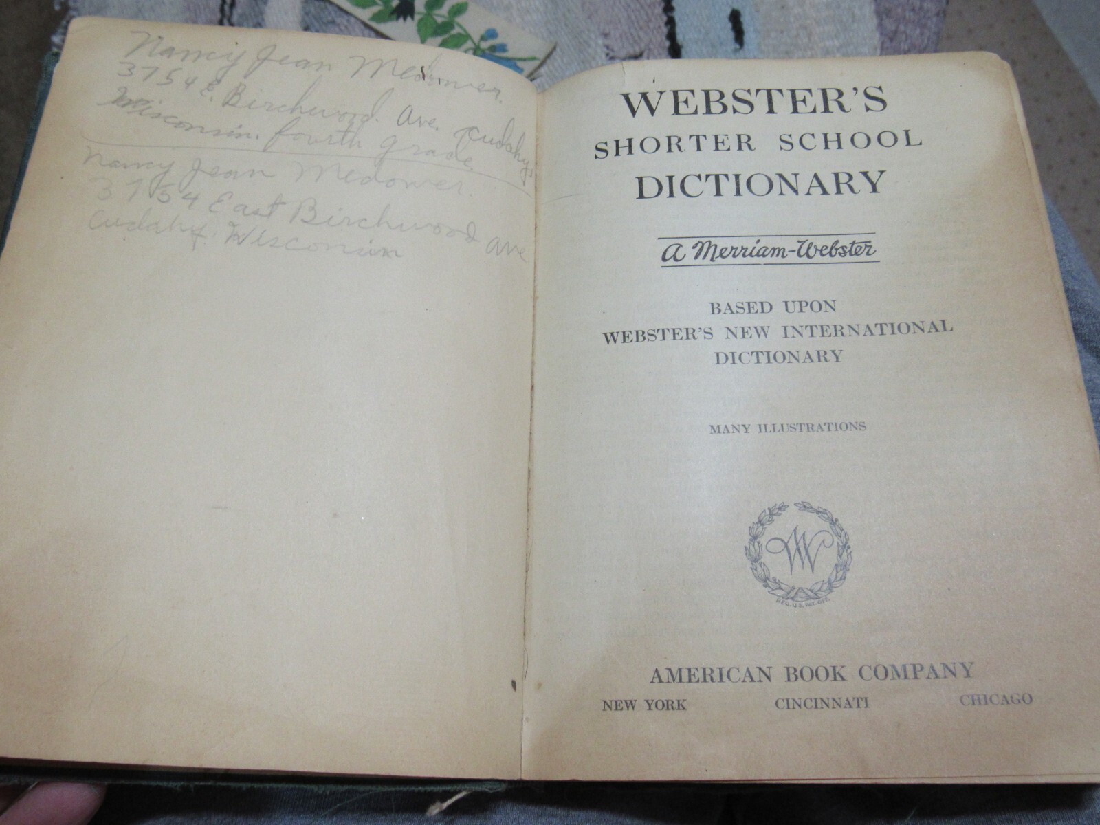 WEBSTER'S Shorter School Dictionary Many Illustrations 1933