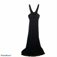 Trixxi Women’s Size XS Sleeveless Maxi Prom Dress Black Beaded U-Neckline Belted