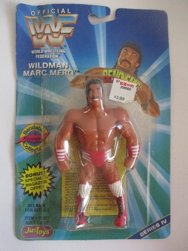 VINTAGE 1996 WWF BEND-EMS WILDMAN MARC MERO FIGURE...