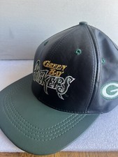 Vintage 90's Green Bay Packers Leather Snapback Hat Cap Made in USA Team NFL