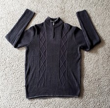 NEW Geoffrey Beene 1/4 Zip Black Mock Neck Pullover Sweater Men's Sz M MSRP 65