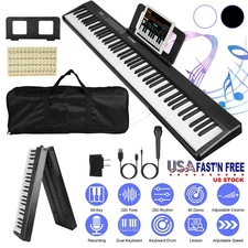 Foldable 88 Key Piano Electronic Keyboard with Full Size Semi-Weighted Keys