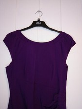 Coast 12 UK Purple Cap Sleeve Ruched Detail Dress Stretch Lined