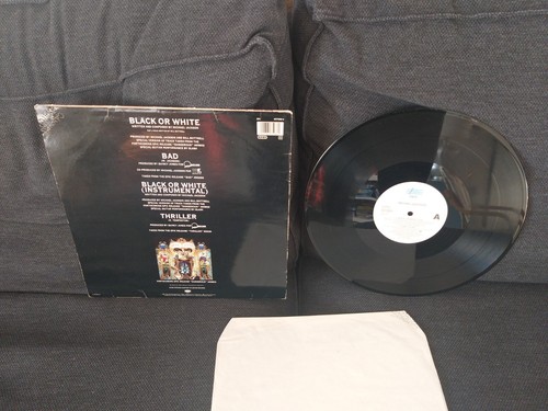 12" MICHAEL JACKSON Black or White Instrumental Bad Thriller 45 RPM 91 1st press - Foto 2 di 3