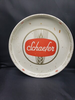 Vintage Schaefer Beer Serving Tray 12 Inch Round Bar Tray