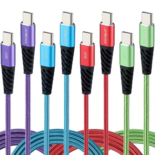 USB C to USB C Charger Cable 4-Pack 10ft Fast Charging USB C Cable Nylon Brai... - 第 1/6 張圖片