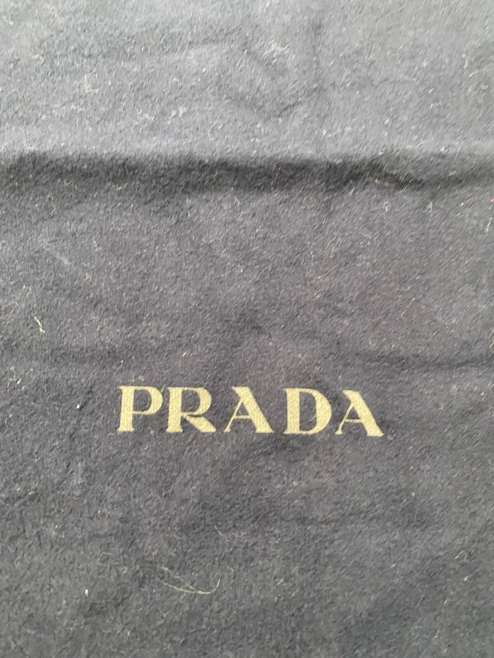 Bolso Prada Azul Marino Vellón Cuadrado Cordón Almacenamiento Cubierta Antipolvo 17" X 16.5" Foto 2 de 4