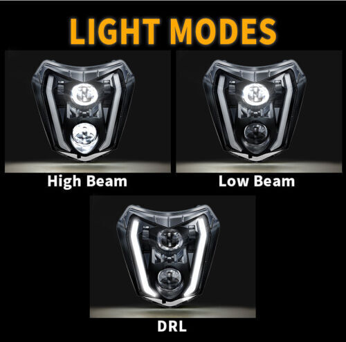 For KTM SMC-R 690 EXC XCW 350 450 500 LED Headlight DRL +Black Fairing - Picture 9 of 10