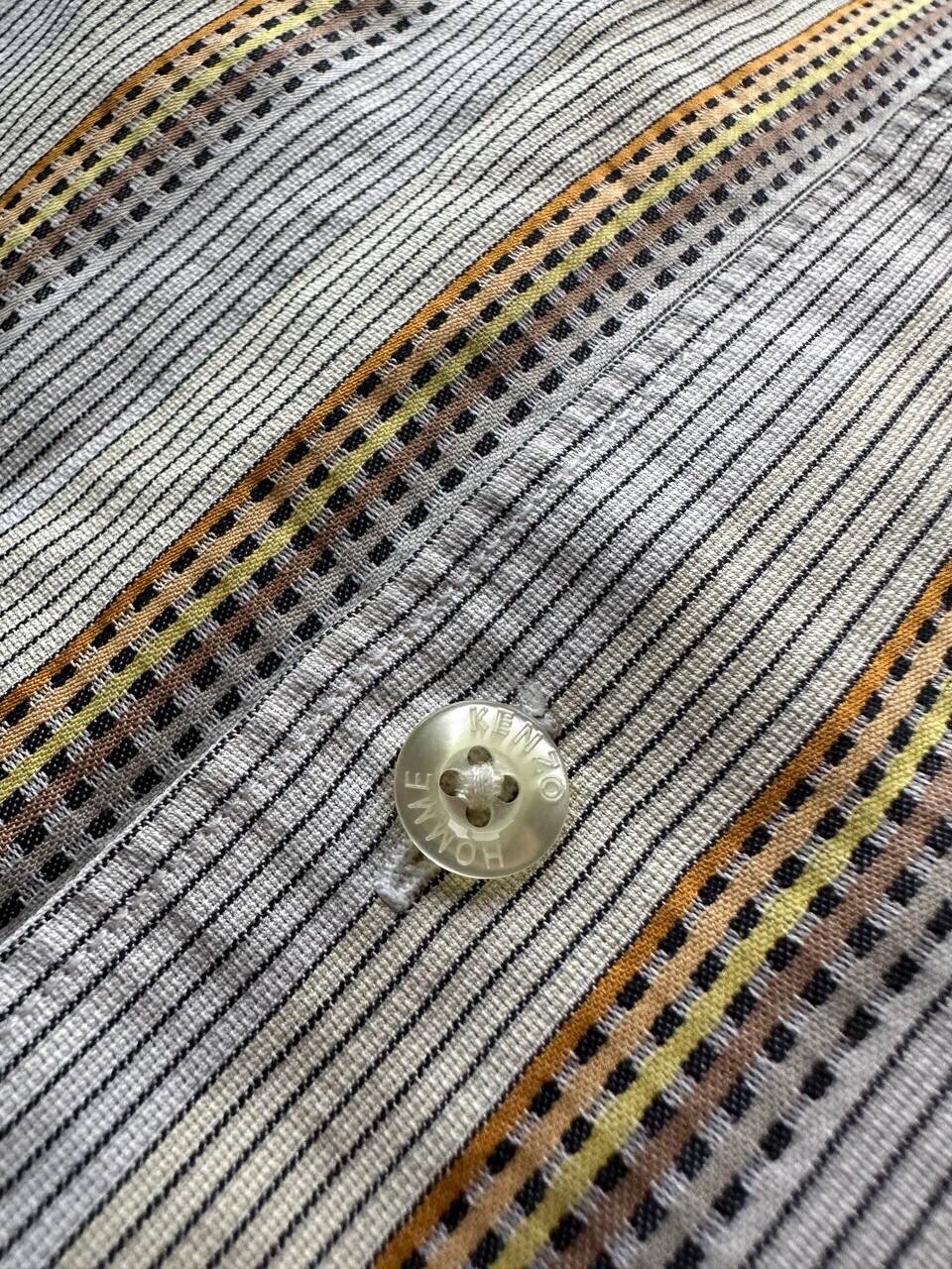 🚨KENZO HOMME Men's BROWN BEIGE BUTTON Long Sleeve Shirt Rare Luxury Lined image 2