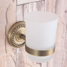 Antique Brass Wall Mount Bathroom Scrub Glass Cup Toothbrush Holder 2ba263