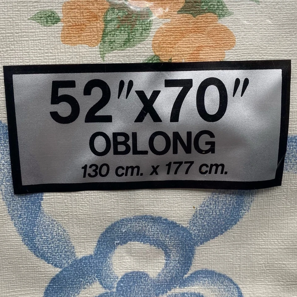 Vinyl Flannel Back Tablecloth 52x70 Oblong Easycare Retro Cottage Floral Print - Image 4 of 4