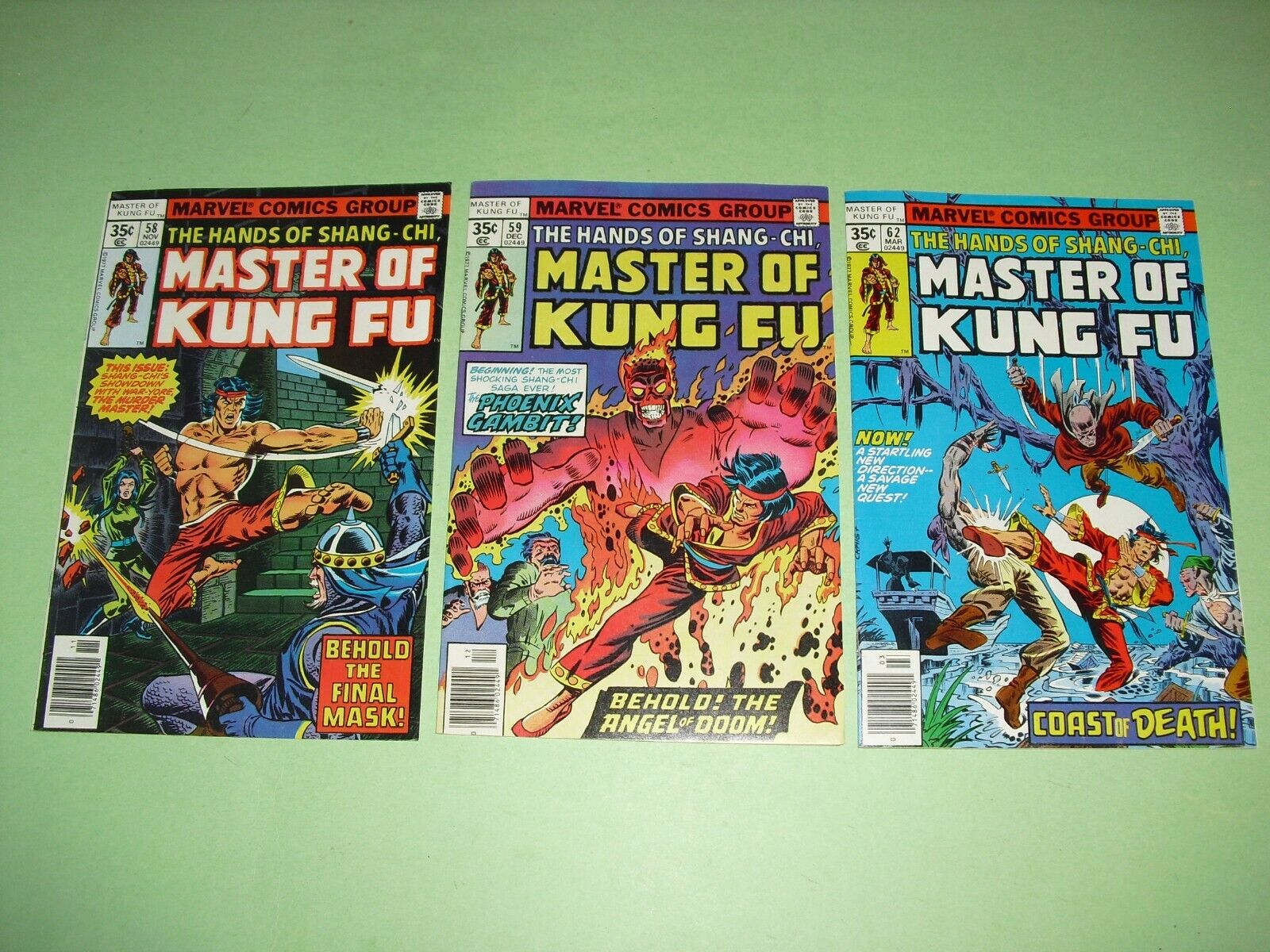 Master of Kung Fu #58 59 62 all NM 9.2 to 9.4 1977 78! Marvel high grade B377