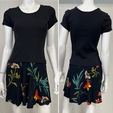 Women's Vintage Anxiety Black Floral Butterfly USA Made 90s Flounce Dress Medium