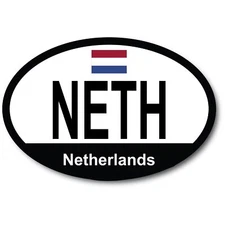 Magnet Me Up NETH Netherlands Country Code Car Magnet Decal, 4x6 inches Oval