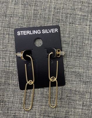 sterling silver paper clip link earrings