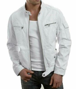leather jacket white colour