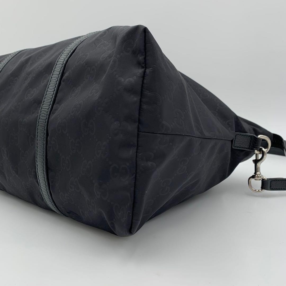 GUCCI GG Canvas Leather 2Way Tote Bag Black A4 Unisex Authentic thumbnail 9