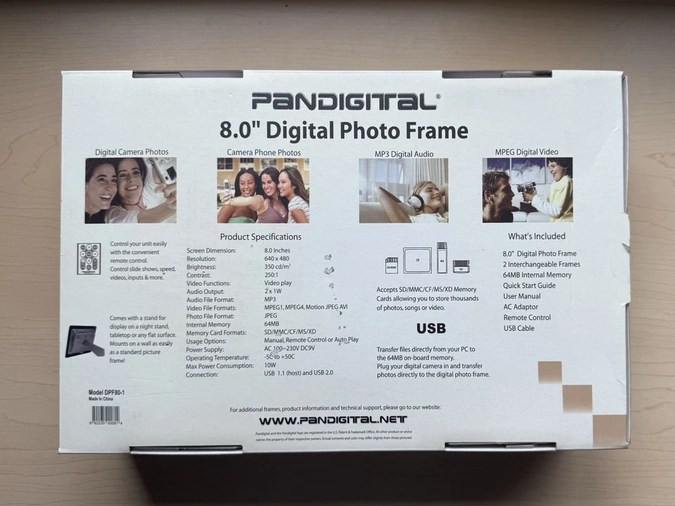 Pandigital 8.0” Digital Photo Frame - Brand New! - Open Box - Never Used! - Image 2 of 4