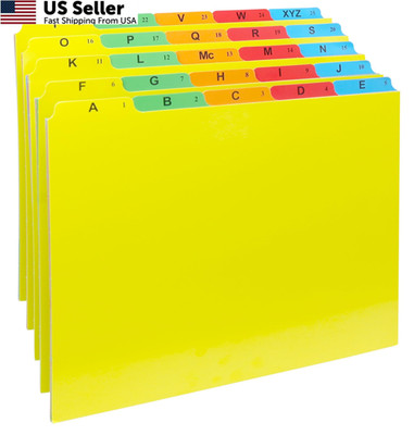 Iconikal A-Z Alphabetical Hanging File Folder Guide Dividers, 25 Tab Sheets