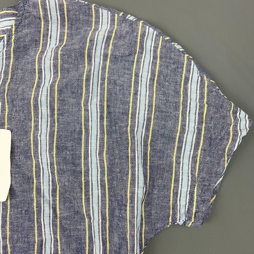 Beach Lunch Lounge Shirt Womens Small Cotton Linen Blend Striped Short Sleeve - Picture 6 of 7