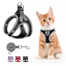 Cat Harness and Leash Set Escape Proof, Adjustable Soft Air Mesh Kitten Harne...